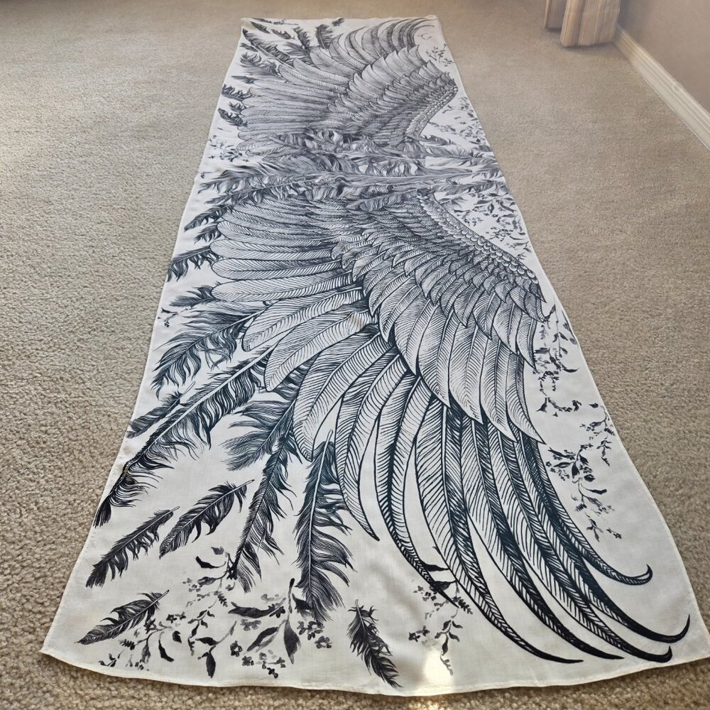 Bird Feathers Angel Wings Lightweight Scarf - Picture 2 of 13
